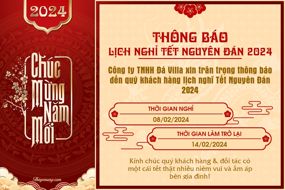 THÔNG BÁO NGHĨ TẾT NGUYÊN ĐÁN 2024