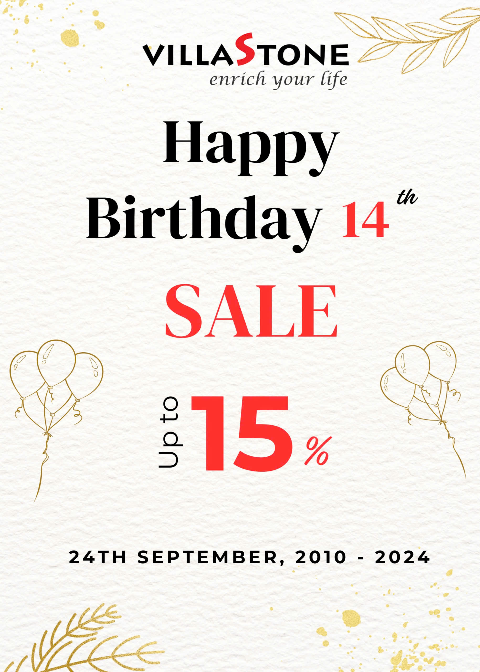 Chương Trình Khuyến Mãi Đặc Biệt - Kỉ Niệm 14 Năm Thành Lập Villastone